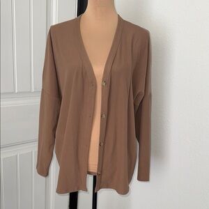 NWOT Heart & Hips Brown Button-Up V-Neck Cardigan